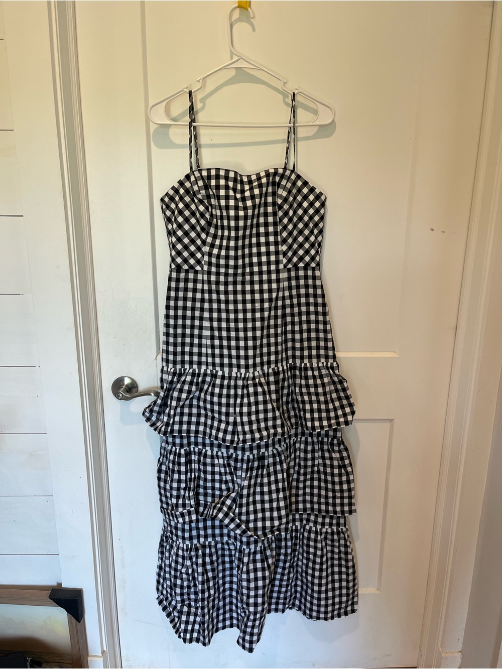 J. Crew Black and White Gingham Tiered Sundress